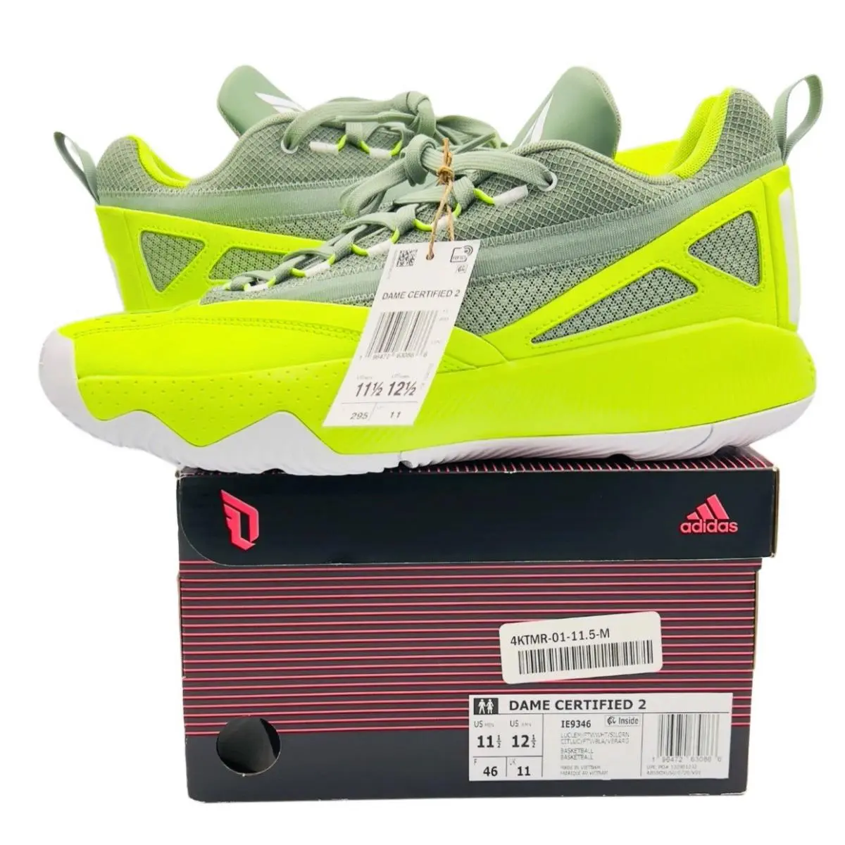 Adidas shoes - Adidas Dame Certified 2 - Dame Certified - IE9346 - Green, Manufacturer: Lucid Lemon/Cloud White/Silver Green (UPC: 196472630866) 0