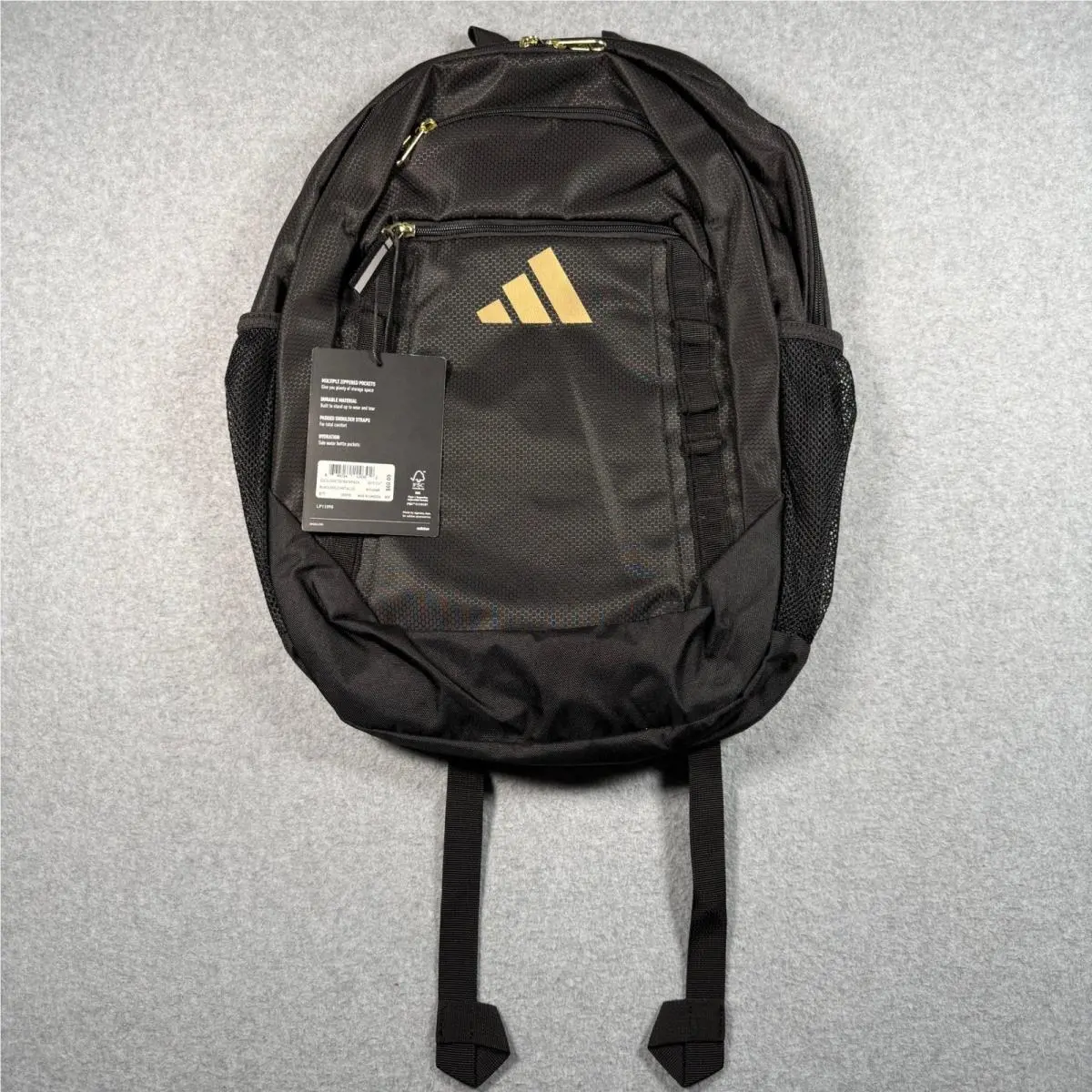 Excel 6 Backpack Black Gold Metallic Loadspring School Travel Bag LP1098 by Adidas