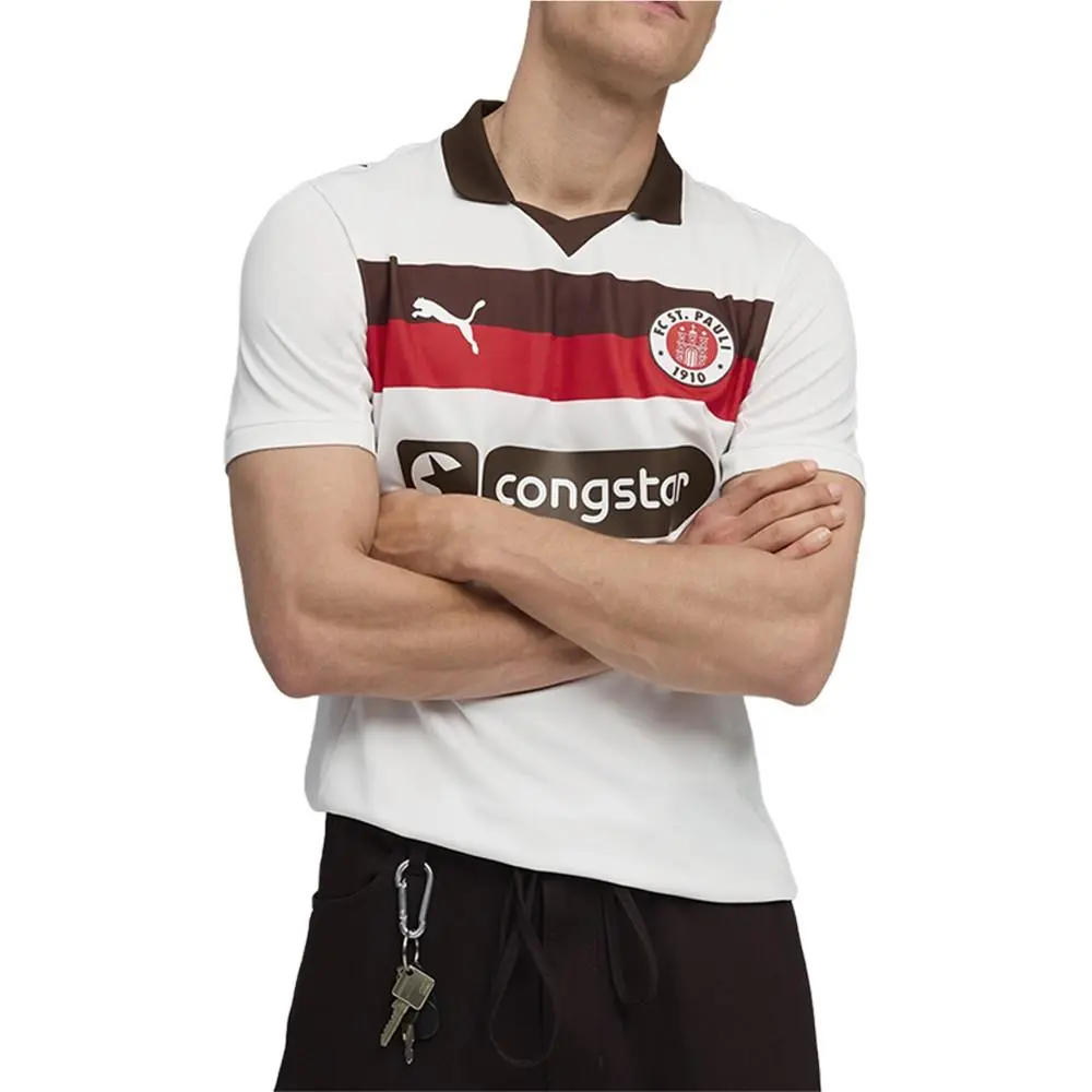 Puma clothing - PUMA Fc St. Pauli 2526 Away Short Sleeve Soccer Jersey - 78306902 - Brown, White 1