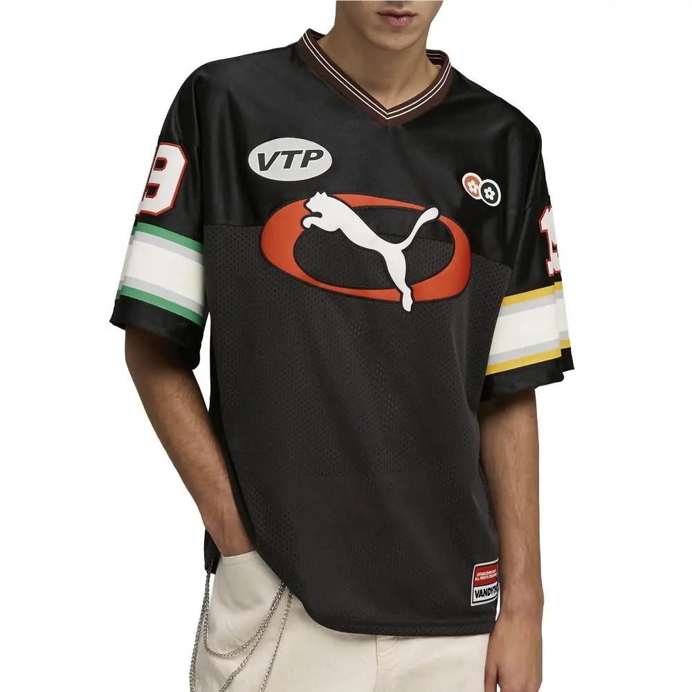 Puma clothing - PUMA  X Vandythepink Graphic VNeck Short Sleeve Replica Jersey - 63594101 - Black 1