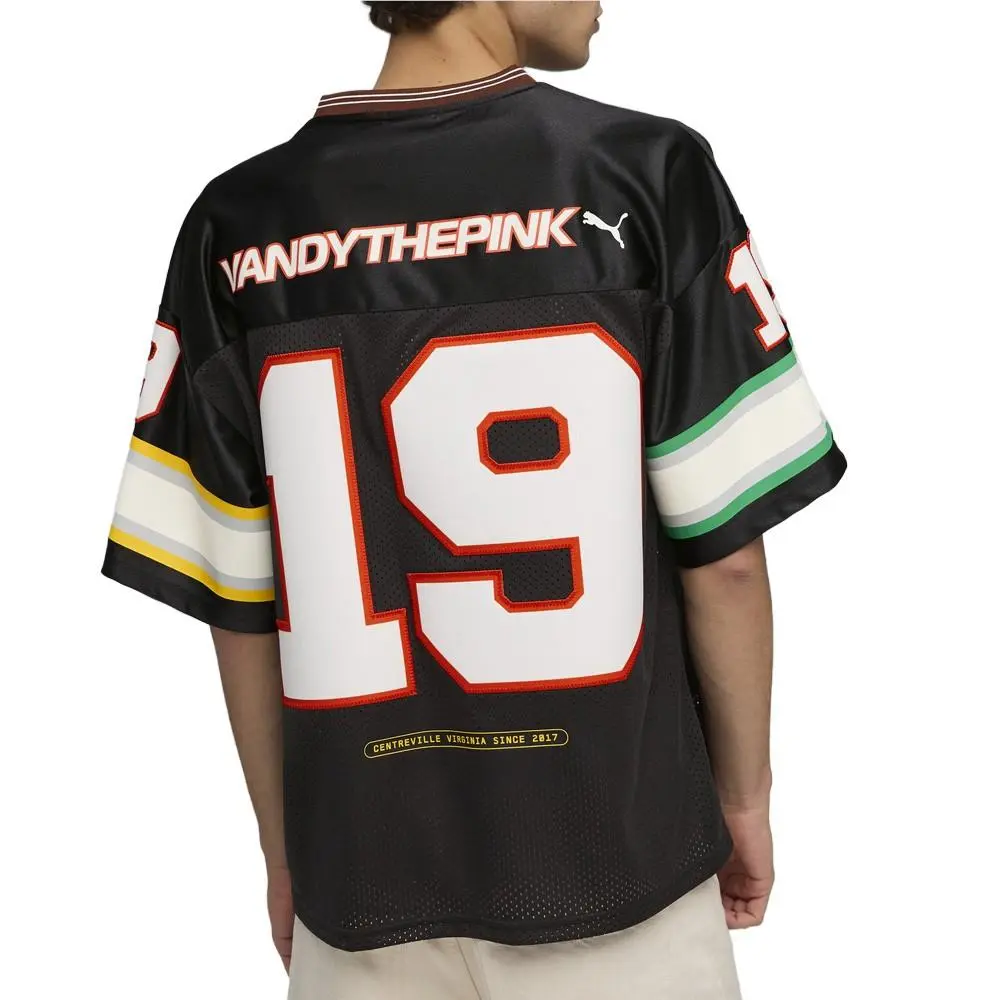 Puma clothing - PUMA  X Vandythepink Graphic VNeck Short Sleeve Replica Jersey - 63594101 - Black 9