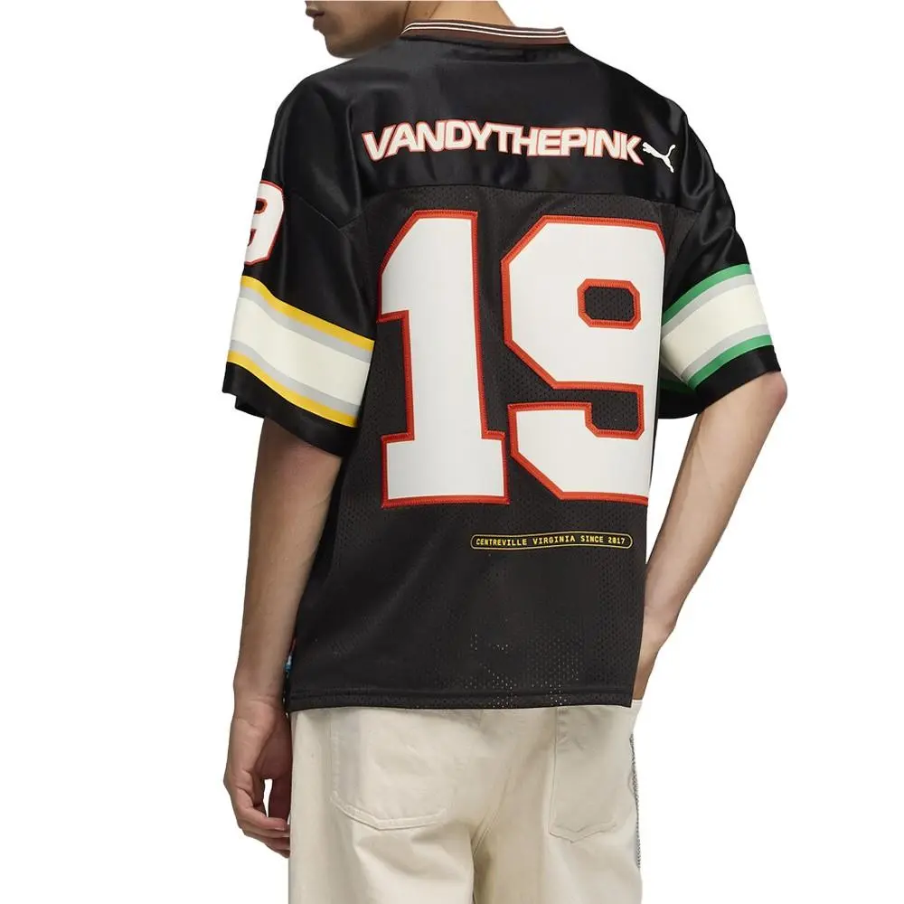 Puma clothing - PUMA  X Vandythepink Graphic VNeck Short Sleeve Replica Jersey - 63594101 - Black 10