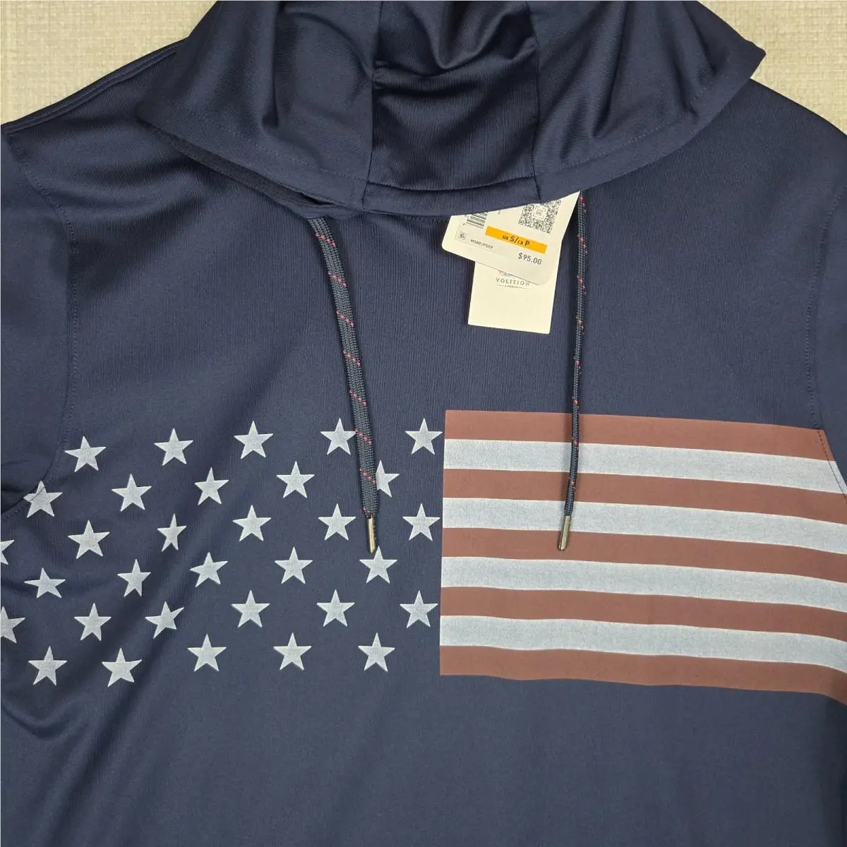 Puma clothing - wind water golf casual performance wind shirt polo long sleeve stretchy wicking chest length anorak pullover sweatshirt usa red white blue folds of honor polyester spandex hood hooded hoodie hoody - Blue 11