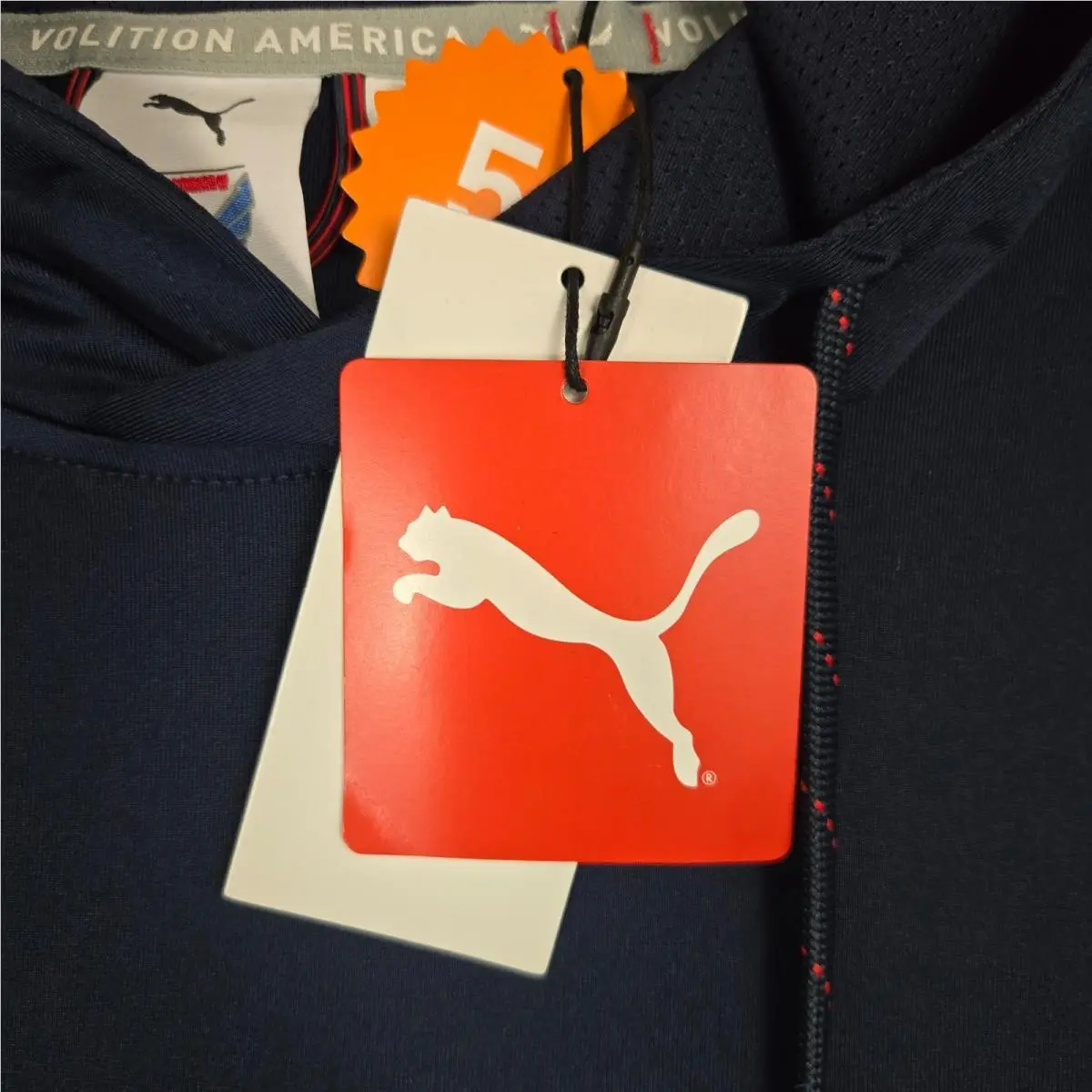 Puma clothing - wind water golf casual performance wind shirt polo long sleeve stretchy wicking chest length anorak pullover sweatshirt usa red white blue folds of honor polyester spandex hood hooded hoodie hoody - Blue 4