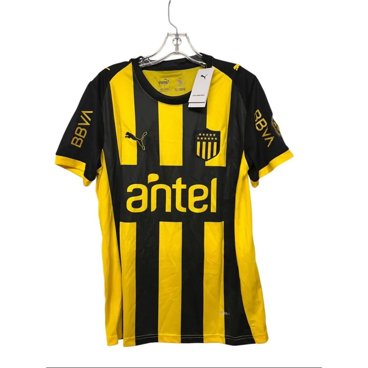 Penarol Uruguay Puma Yellow and Black Striped Men`s Soccer Jersey Nunez