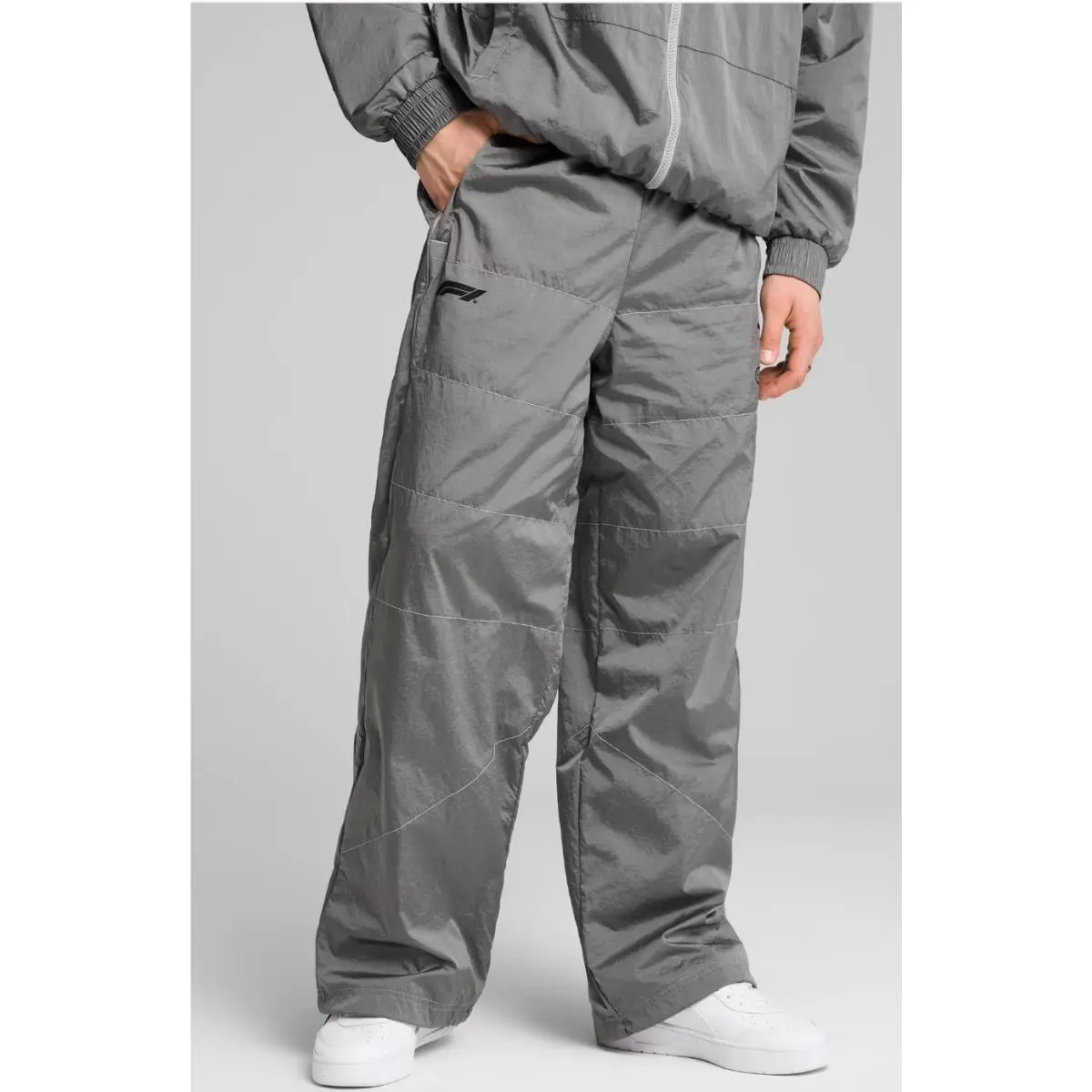 Puma F1 T7 Loose Fit Track Pants Men XL Silver Casual Athletic Zip Close Pockets