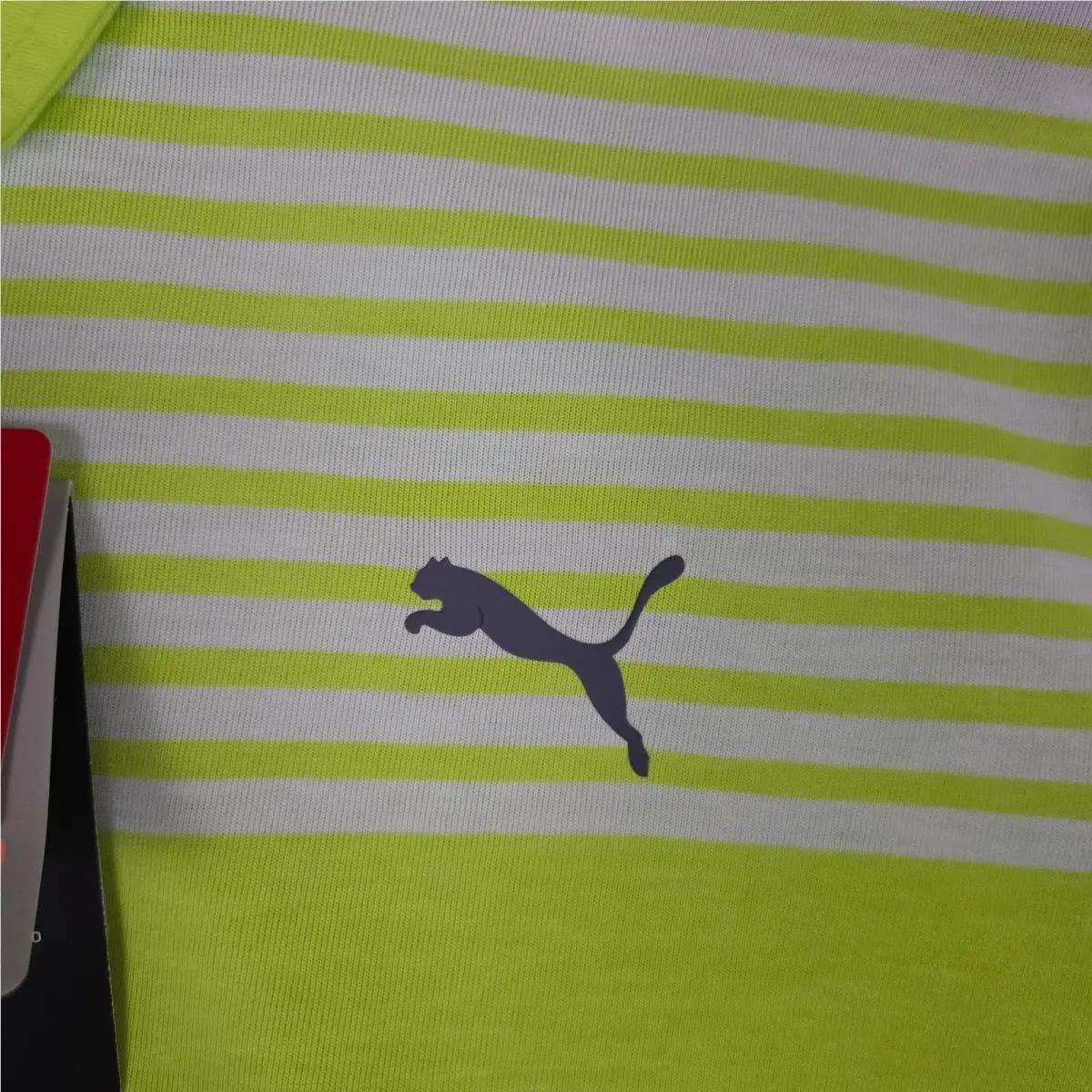 Puma clothing - short sleeve collared stretchy golf casual tennis button up front down wicking stretchy UV UPF lightweight chest length men`s size drycell dry cell bright hi viz neon green cotton polyester - Green 1