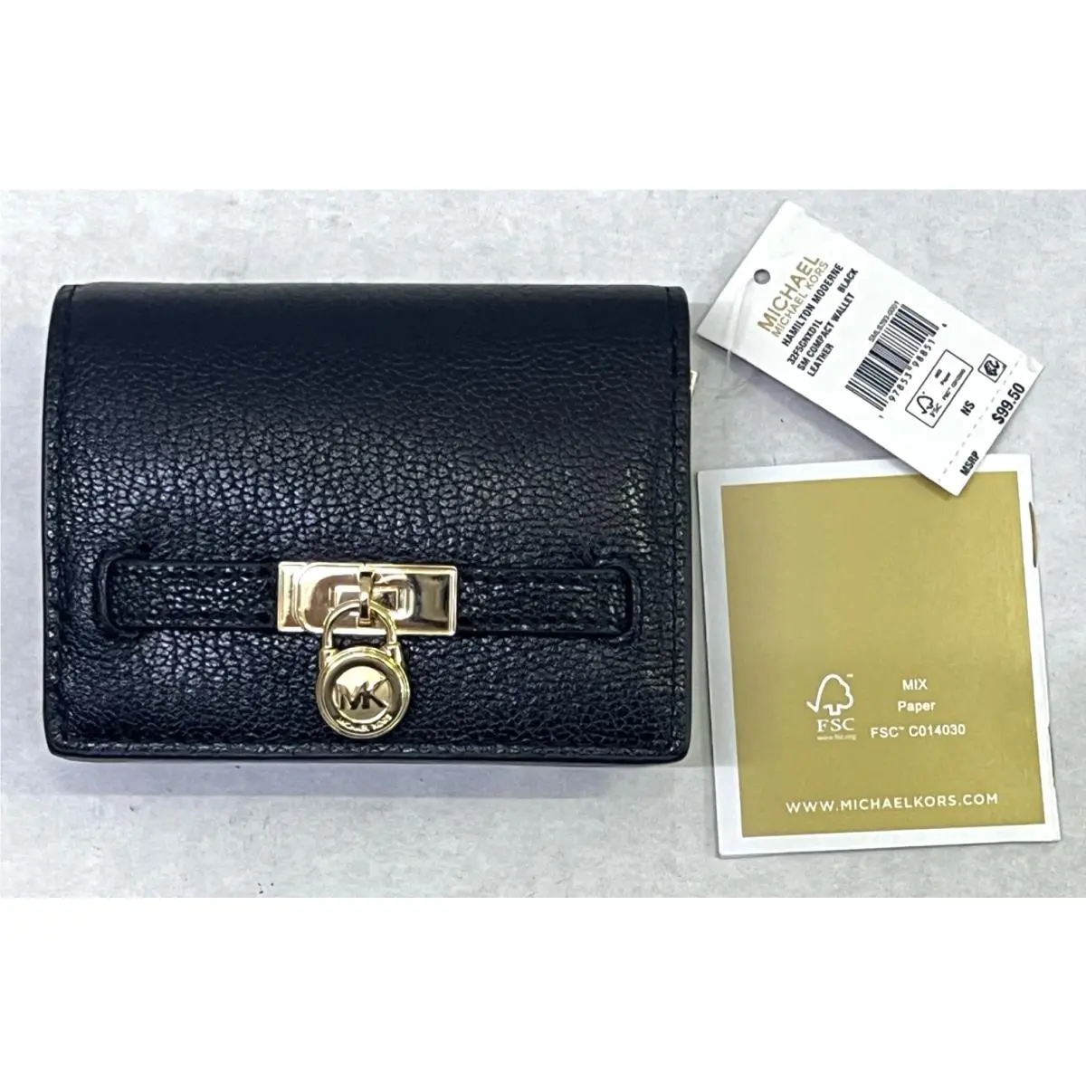 Michael Kors Hamilton Modern Small Leather Wallet In Black