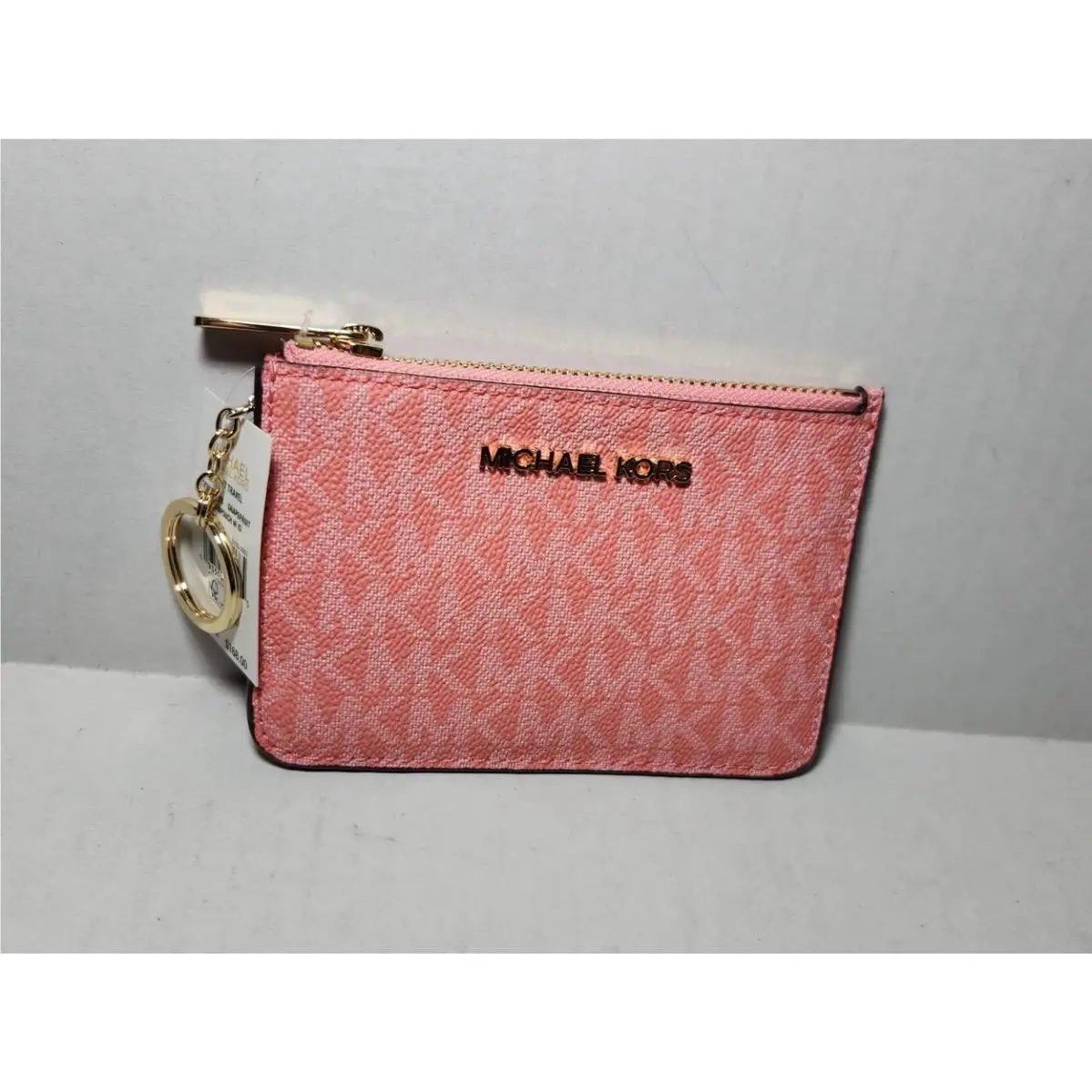 Michael Kors Jet Set Travel Coin Pouch ID Wallet Grapefruit Pink Rare Color