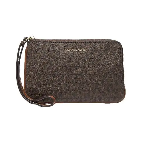 Michael Kors Jet Set Travel Small Wristlet/wallet Brown Logo