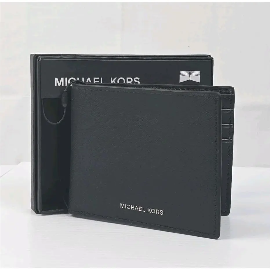 Michael Kors Black Noir Andy Set Slim Bifold Leather Black Men`s Wallet