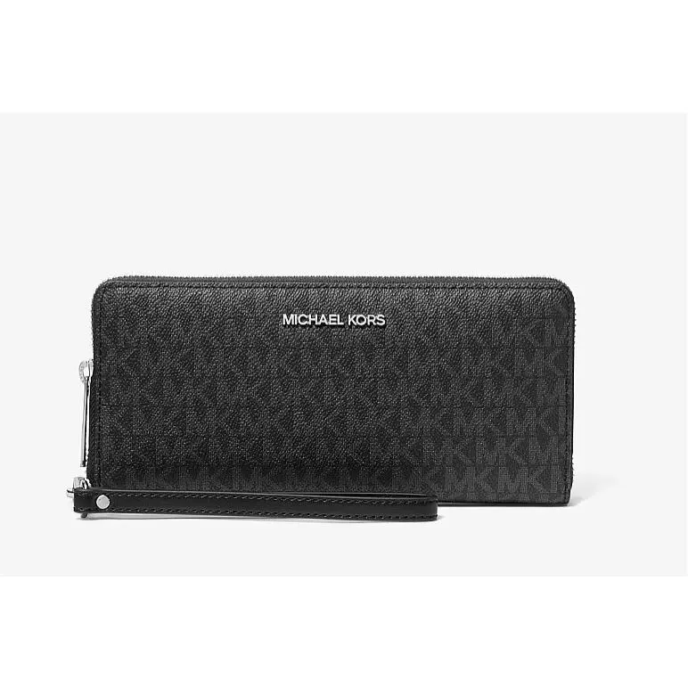 Michael Kors Jet Set Travel Large Signature Logo Continental Wallet Black