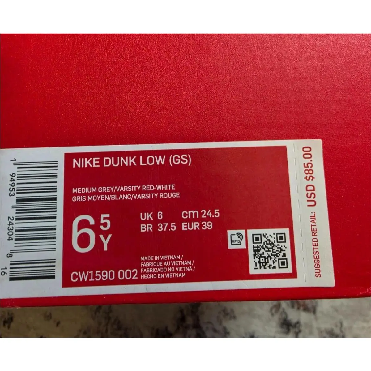 Nike shoes - Nike Dunk Low GS - Dunk Low - Medium Grey Varsity Red White 17