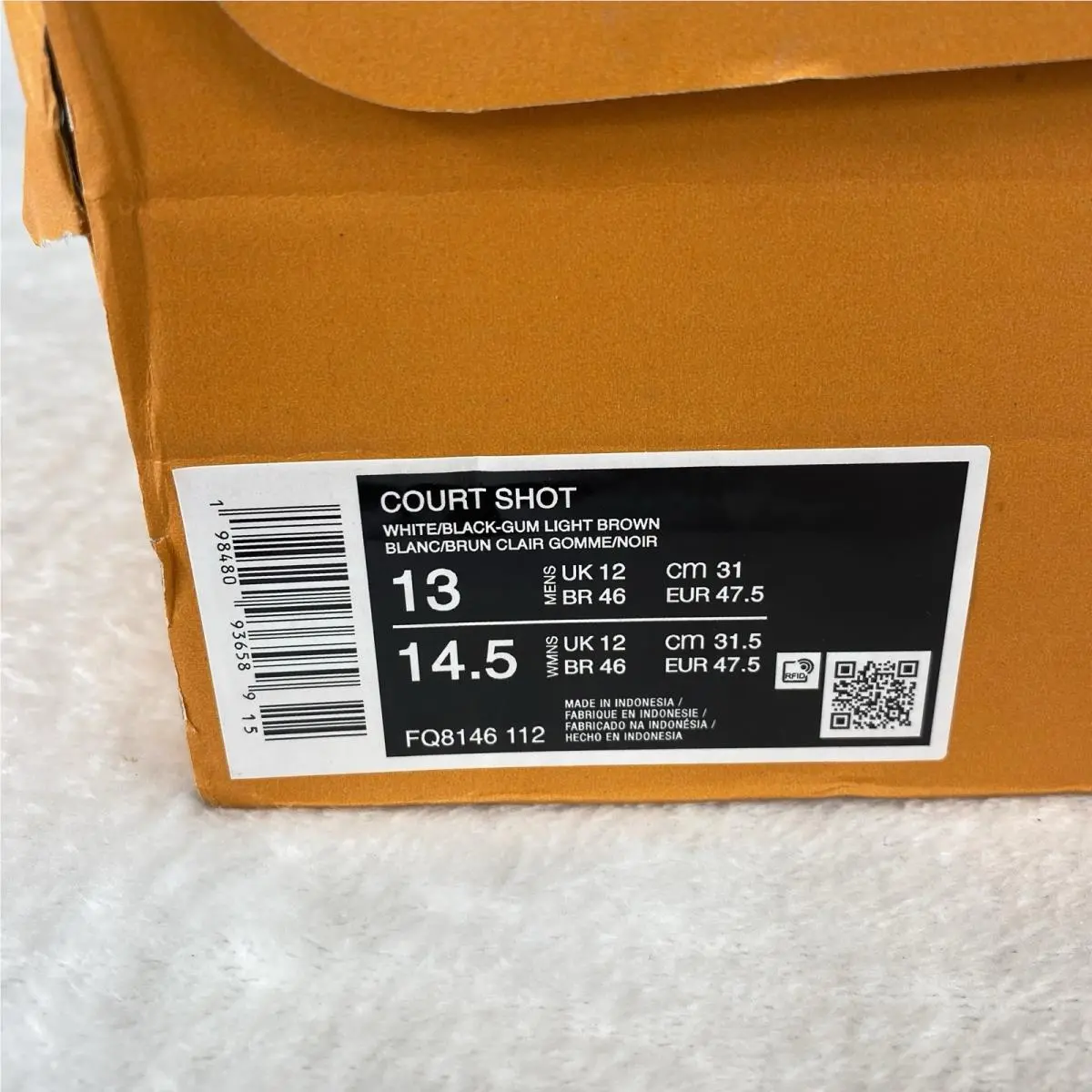 Nike shoes - Nike Court Shot White Black-Gum Light Brown - FQ8146-112 - Multicolor, Manufacturer: White/Black-Gum Light Brown (UPC: 198480936589) 6