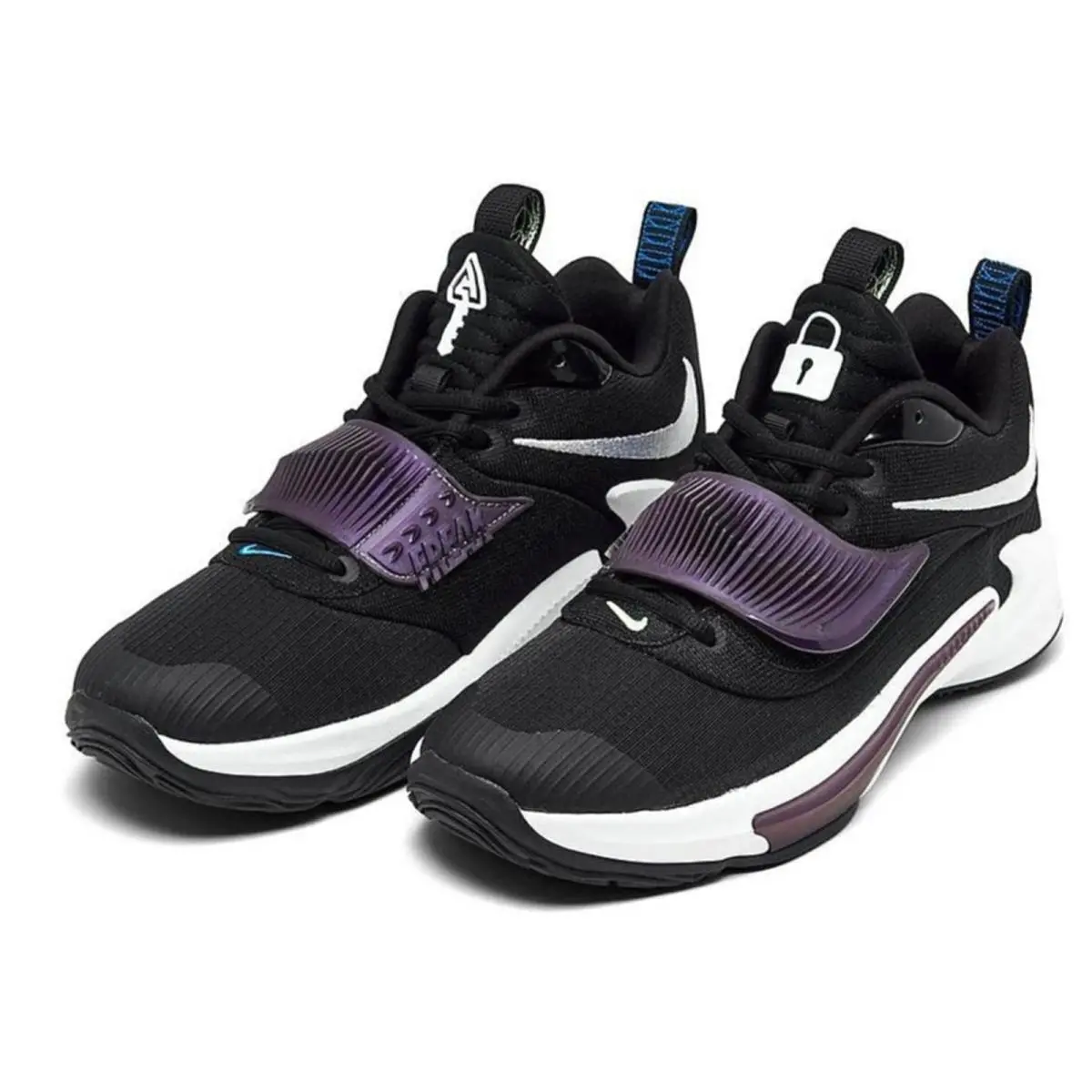 Zoom Freak 3 Running Shoes Grade-school 5Y Black White Black Basketball by Nike