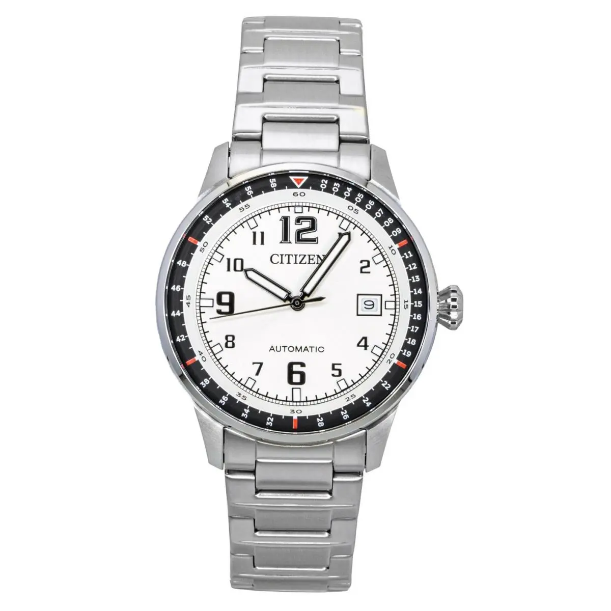 Stainless Steel White Dial Automatic NJ0190-51A 100M Men`s Watch by Citizen