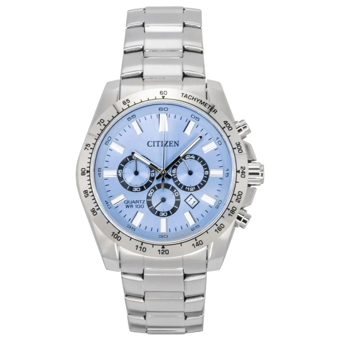 Chronograph Stainless Steel Blue Dial Quartz AN8230-59L 100M Men`s Watch by Citizen