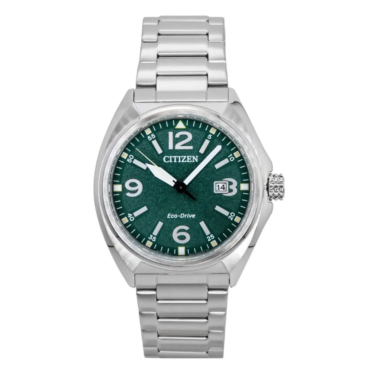 Eco-drive Stainless Steel Green Dial AW1571-76X 100M Mens Watch by Citizen