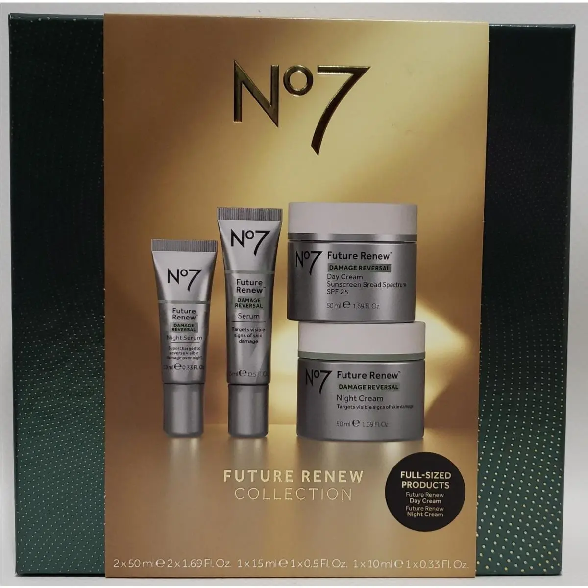 No7 Future Renew Damage Reversal 4-Piece Skincare Gift Set Day Night Cream Serum
