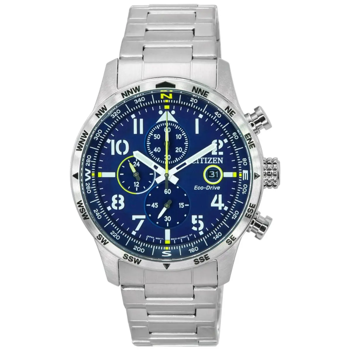 Pilot Stainless Steel Chronograph Eco-drive CA0790-83L 100M Mens Watch by Citizen