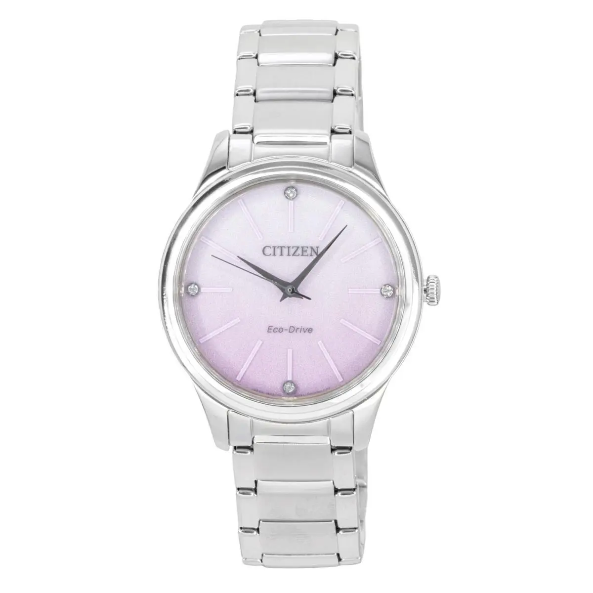 Citizen Stainless Steel Pink Dial Eco-drive Dress Women`s Watch EM1220-58X