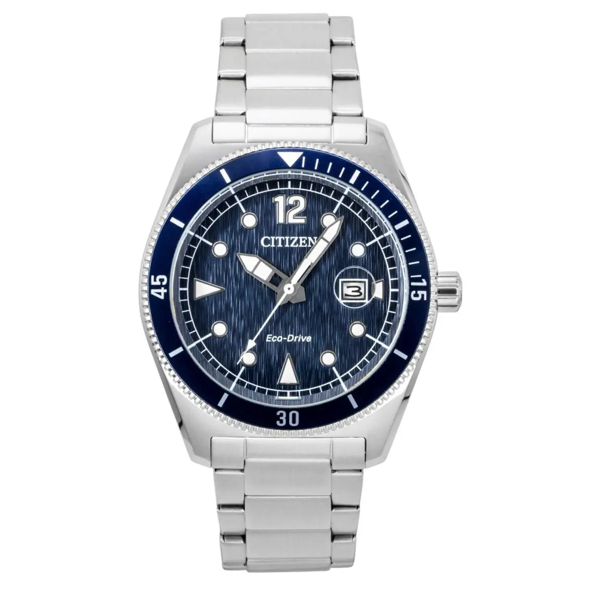 Eco-drive Stainless Steel Blue Dial Solar AW1881-52L 100M Men`s Watch by Citizen