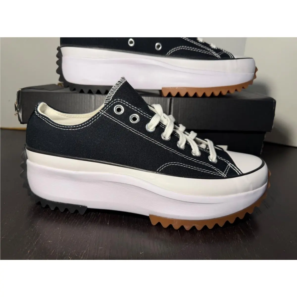 Converse Run Star Hike Ox Sneakers Black/white/gum Unisex Mens 9.5/Womans 11M