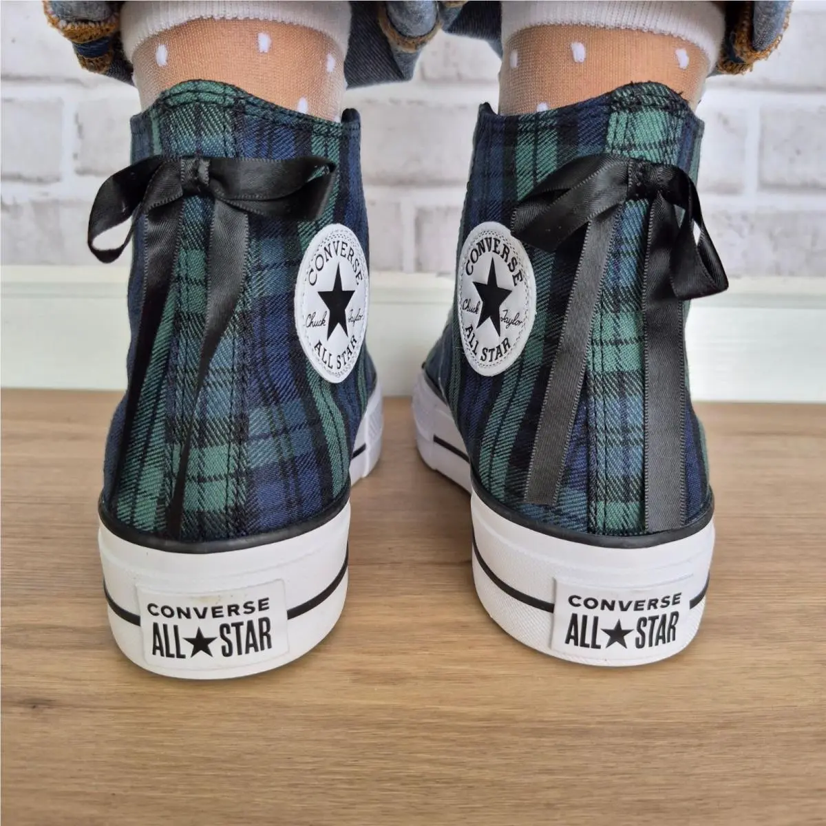 Converse Chuck Taylor Lift Platform Plaid Sz 8 Womens Shoes Sneaker Navy A13879C