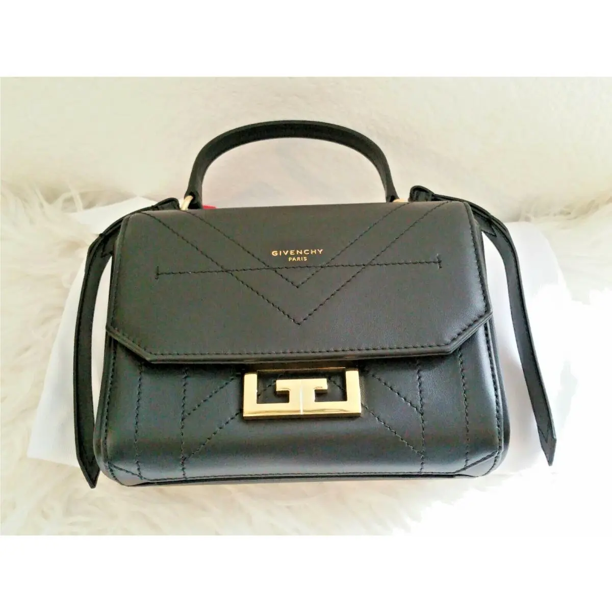 Black Smooth Leather Top Handle Crossbody Shoulder Bag by Givenchy