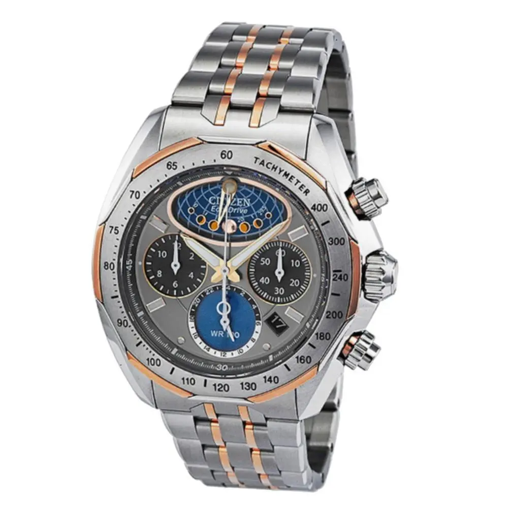Signature Eco-drive Moon Phase Chronograph Two-tone Watch AV3006-50H by Citizen