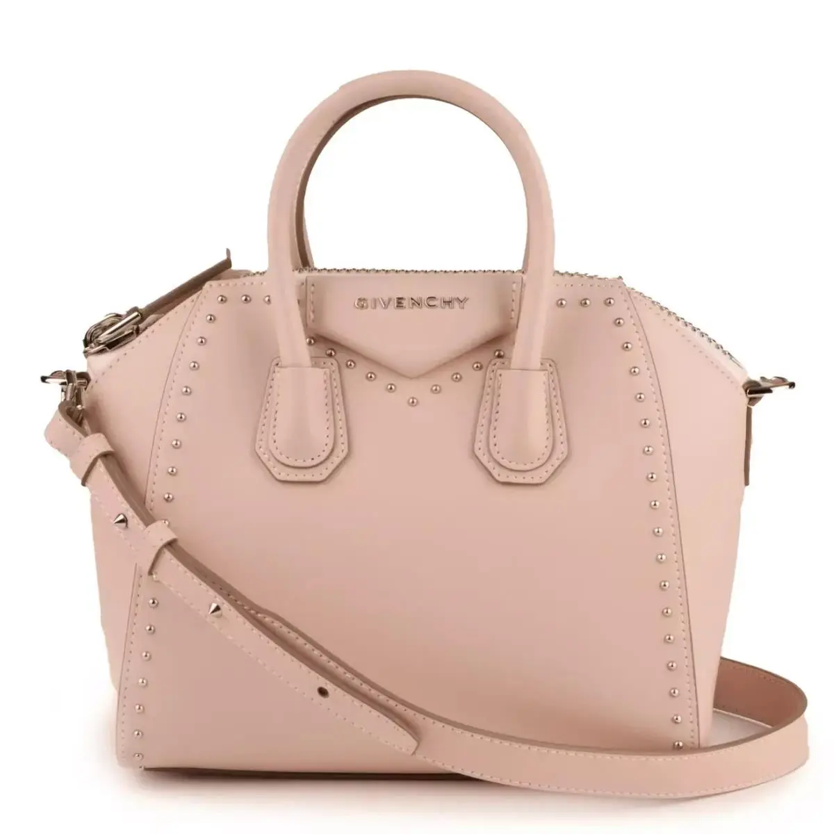 Antigona Mini Studded Pink Shoulder Tote Bag by Givenchy