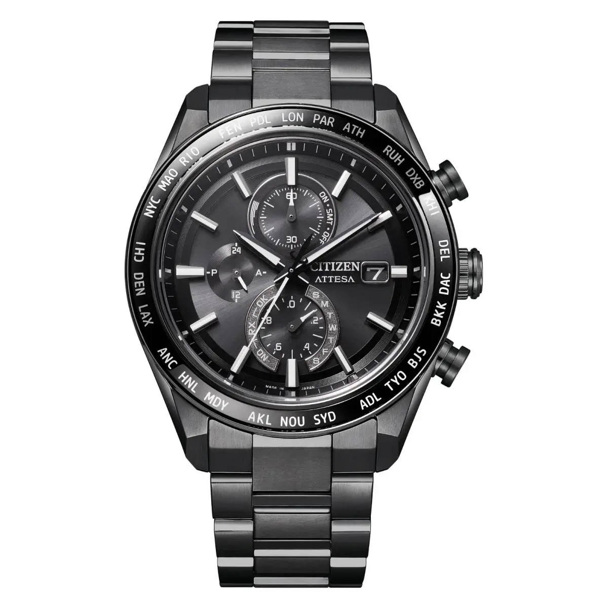 Attesa Titanium Black Dial 42mm Quartz Watch - AT8294-59E by Citizen