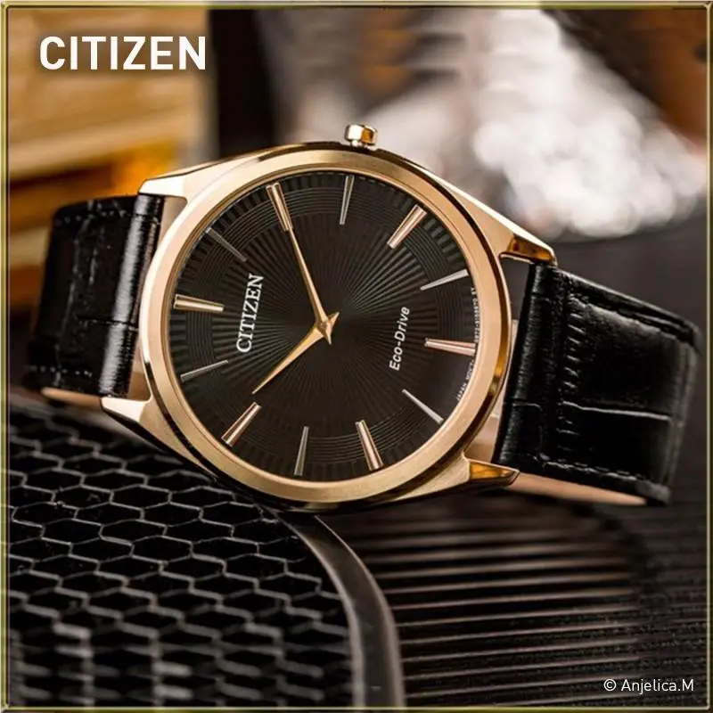 Citizen Stiletto AR3073-06E Ultra Slim Rose Gold Eco-drive Watch Black Dial
