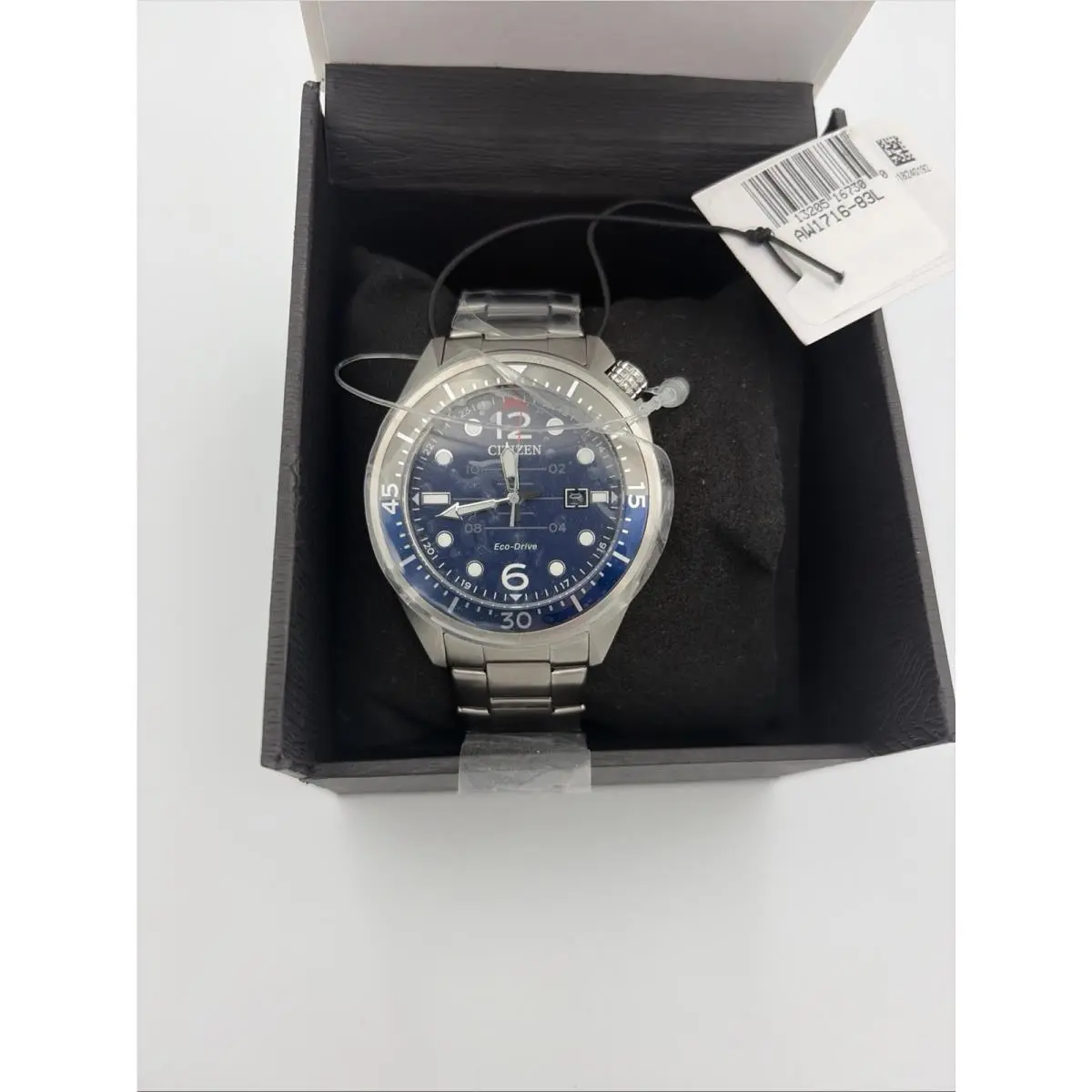 Aw1716-83L Eco Drive Black Blue Dial Stainless Steel W Box by Citizen