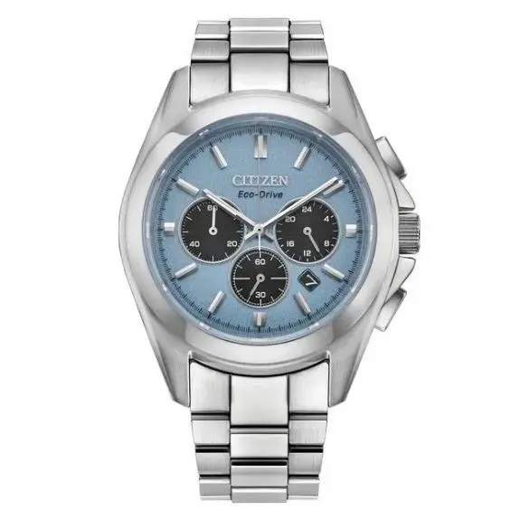 Eco-drive 42mm B620-009TK01 Titanium Chronograph Light Blue Dial Watch by Citizen