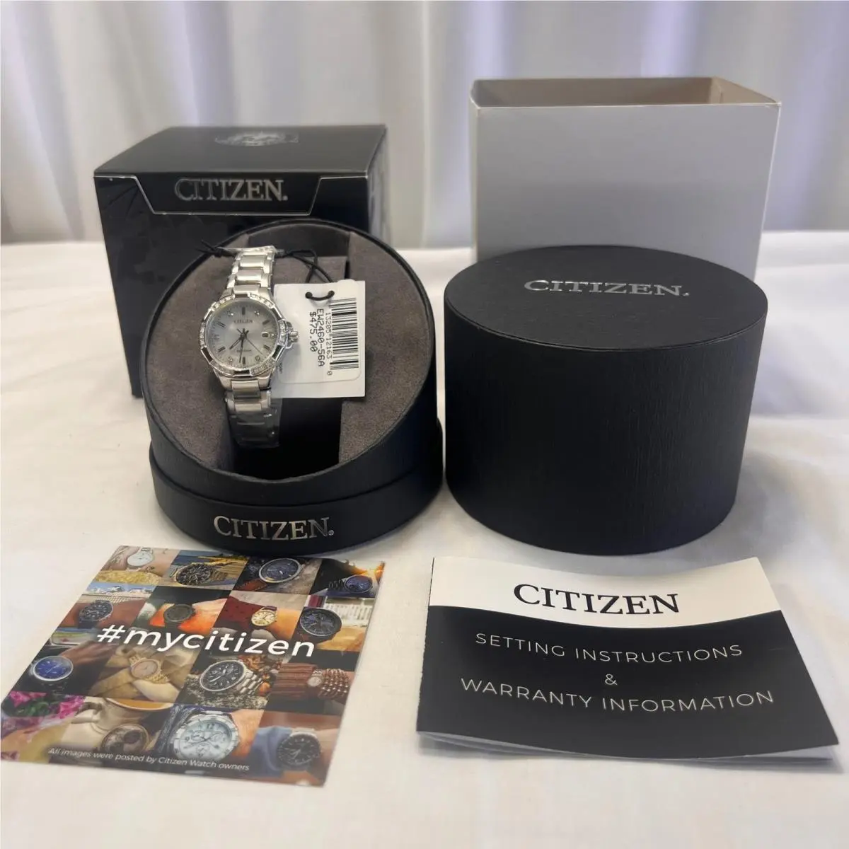 Eco-drive Silhouette Crystal Silver Watch EW2460-56A by Citizen