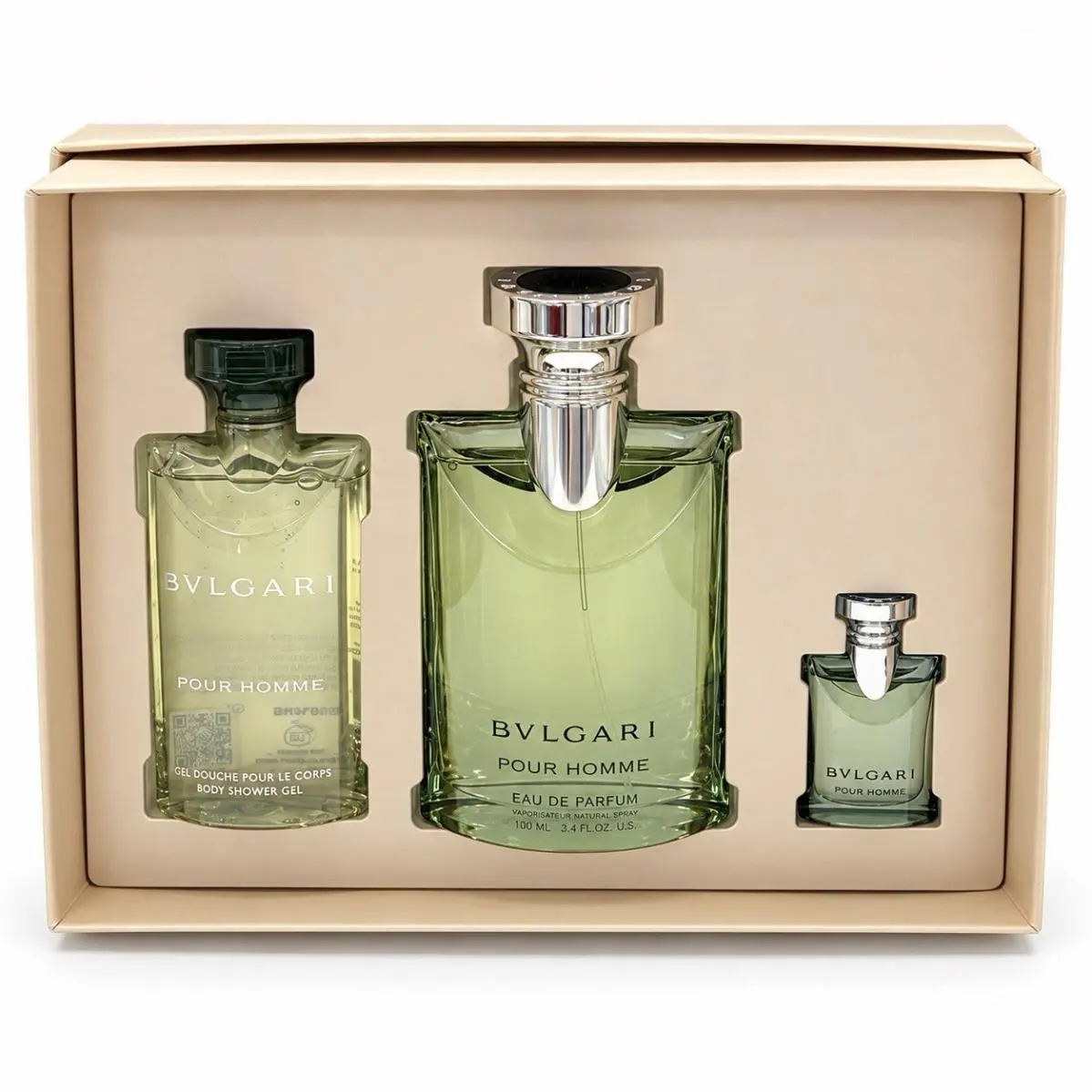 Bvlgari Pour Homme 3pc Gift Set with 3.4oz+0.17oz Edp +2.5oz S/gel