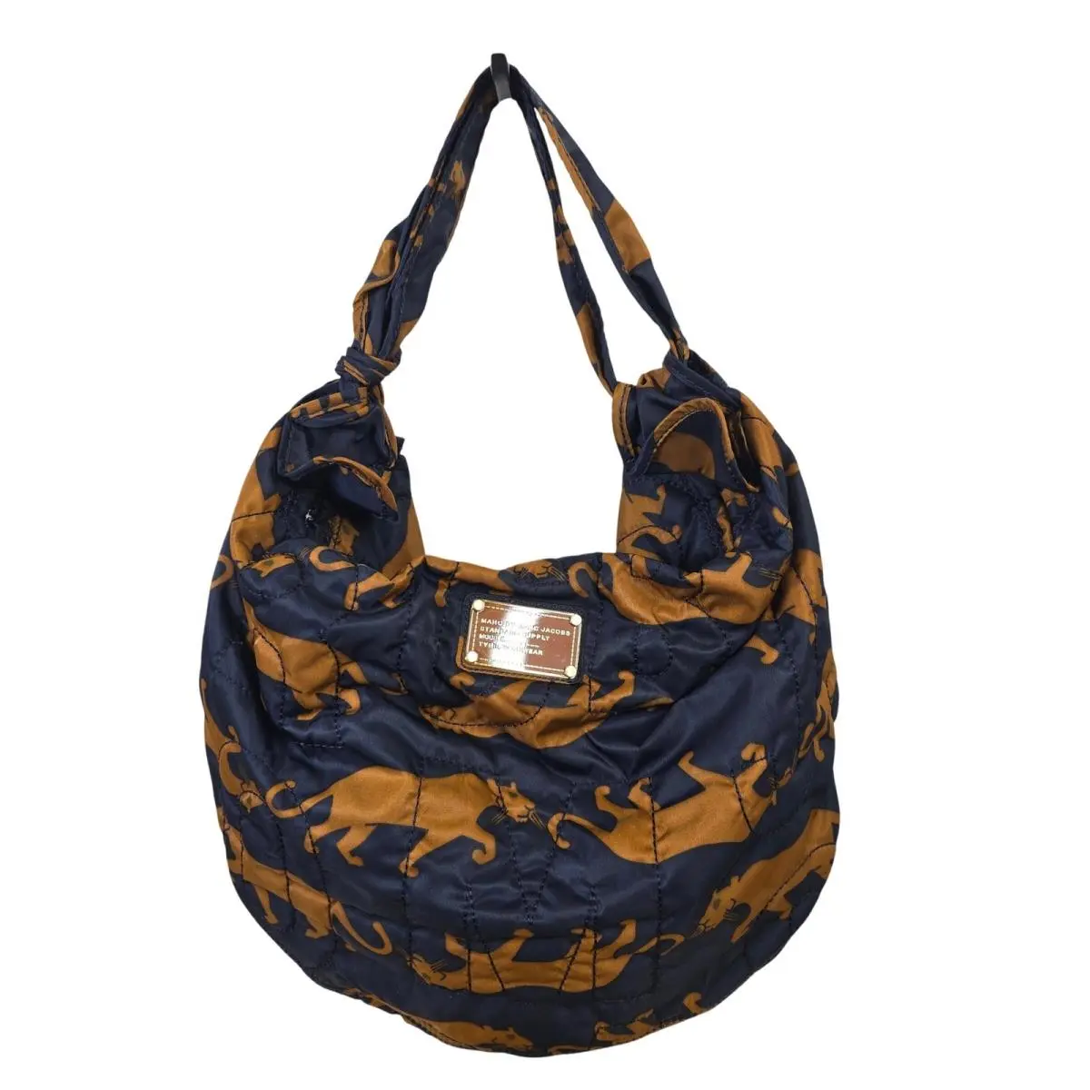 Marc  Normandy Blue Panther Leopard Quilted Nylon Hobo Bag by Marc Jacobs