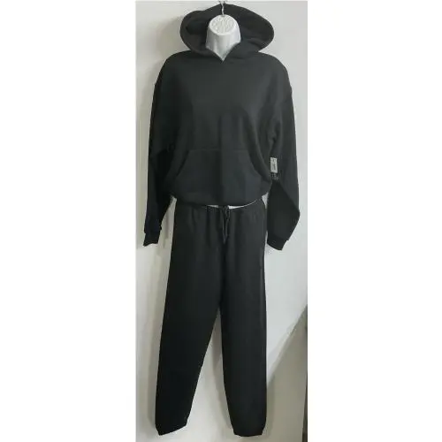 Classic Jogger Set Black Hoodie Long Sleeve Elastic Ankle Pant Size S by Skims