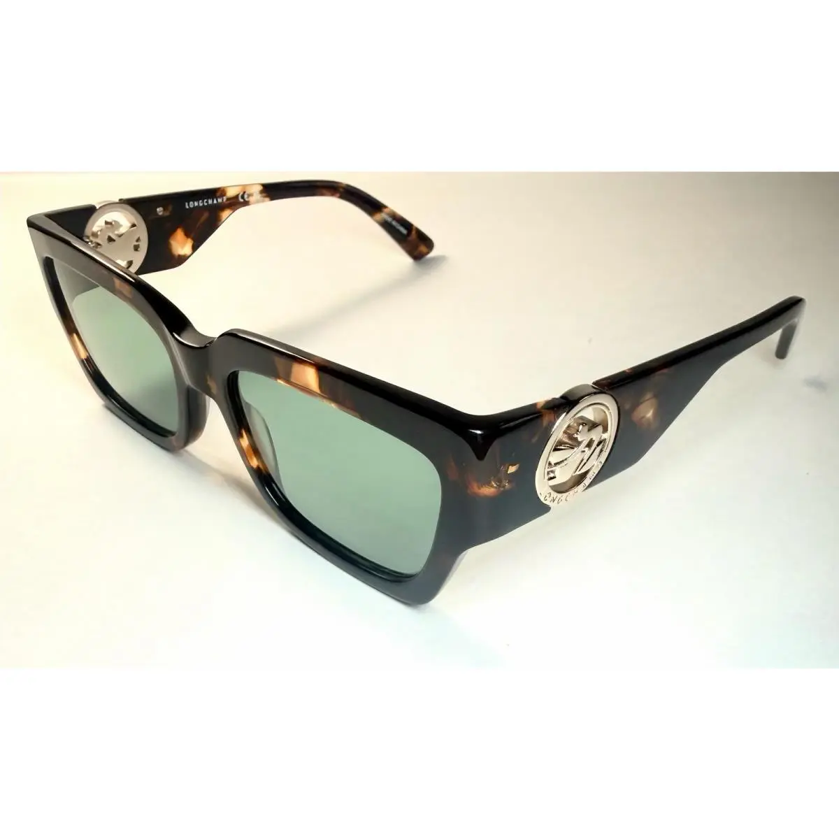 Longchamp Dark Brown Gold Tortoise Logo LO735S Sunglasses + Case