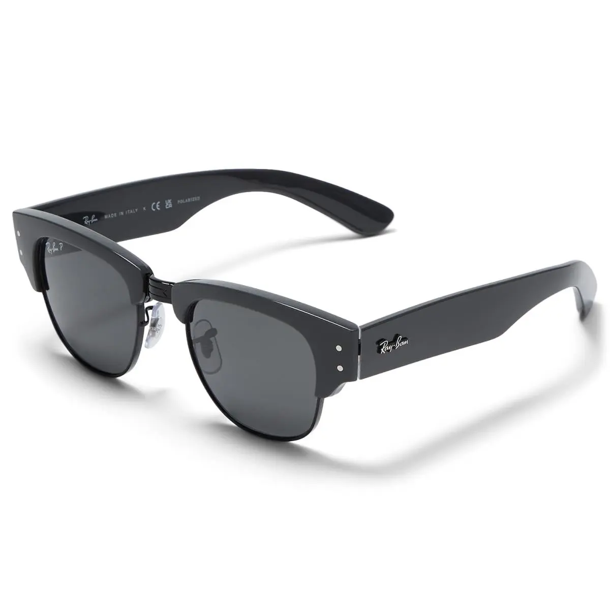 Man`s Sunglasses Ray-ban 0RB0316S Mega Clubmaster - Grey On Black/Polarized Black, Frame: Multicolor