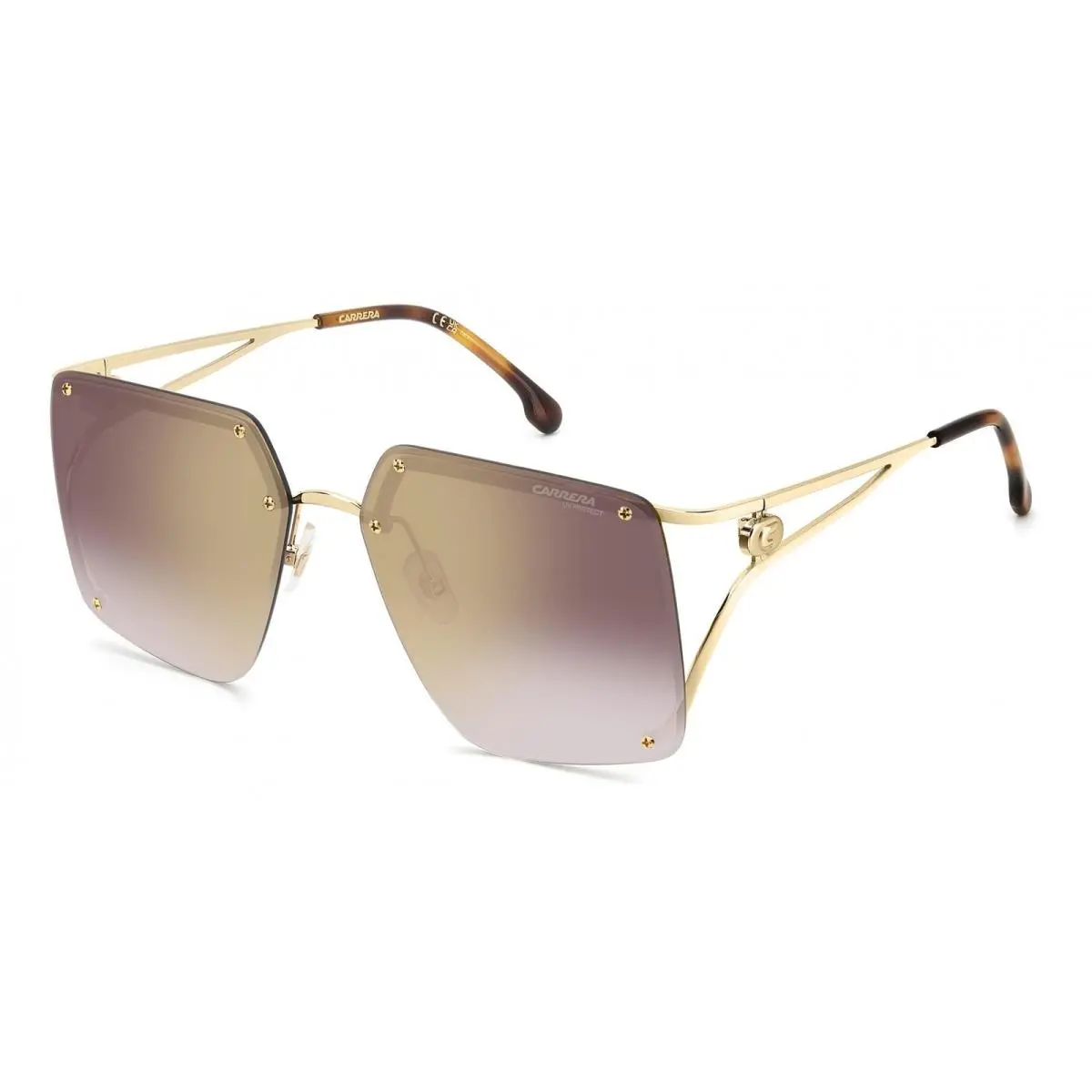 Carrera Women`s Casual Squared Sunglasses Gold Ivory/gold Mirror on