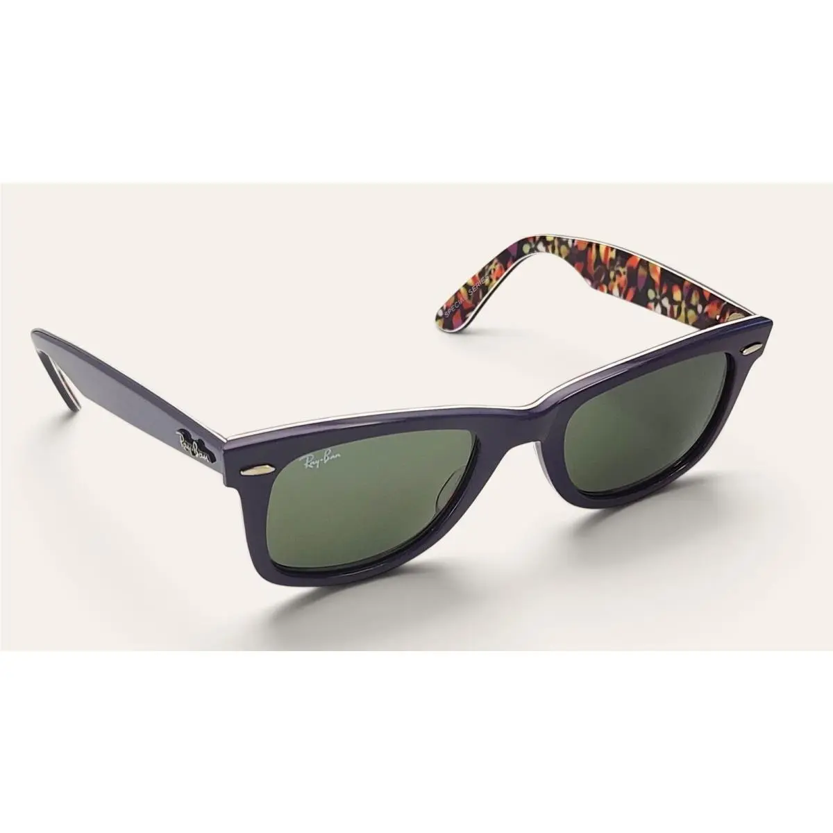 Ray-ban Wayfarer RB 2140 1020 Violet Rare Prints Sunglasses Green Glass 50mm