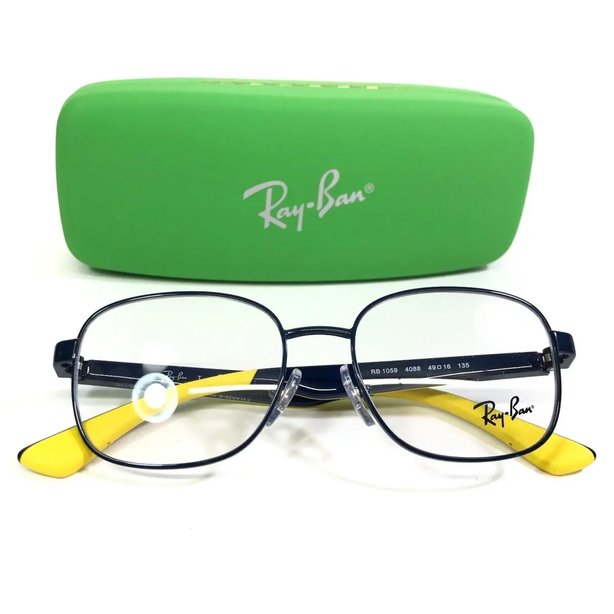 Ray-ban Eyeglasses Frames RB1059 4088 Yellow Navy Blue Square Full Rim 49-16-135 by Ray-Ban