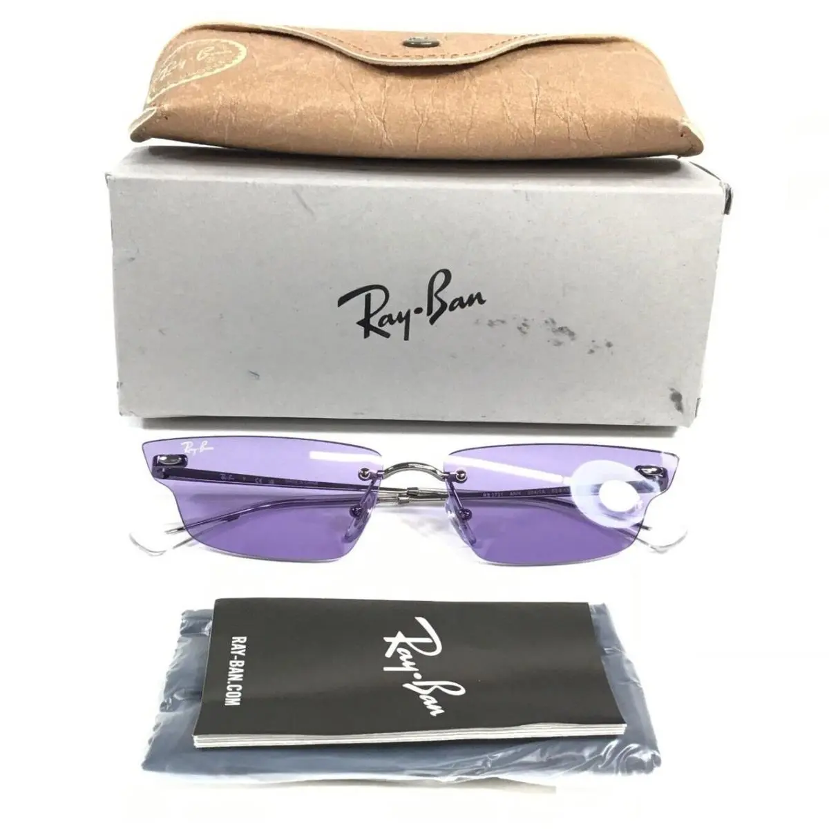 Ray-ban Sunglasses RB3731 Anh 004/1A Gunmetal Butterfly Frames w/ Purple Lenses