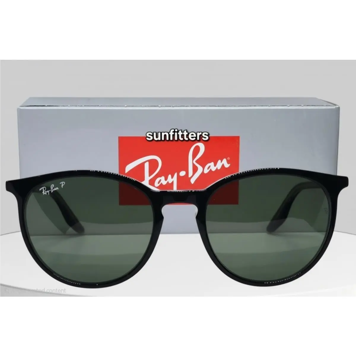 Ray Ban Black on Transparent/green Polarized RB2204 919/58 54 Sunglasses