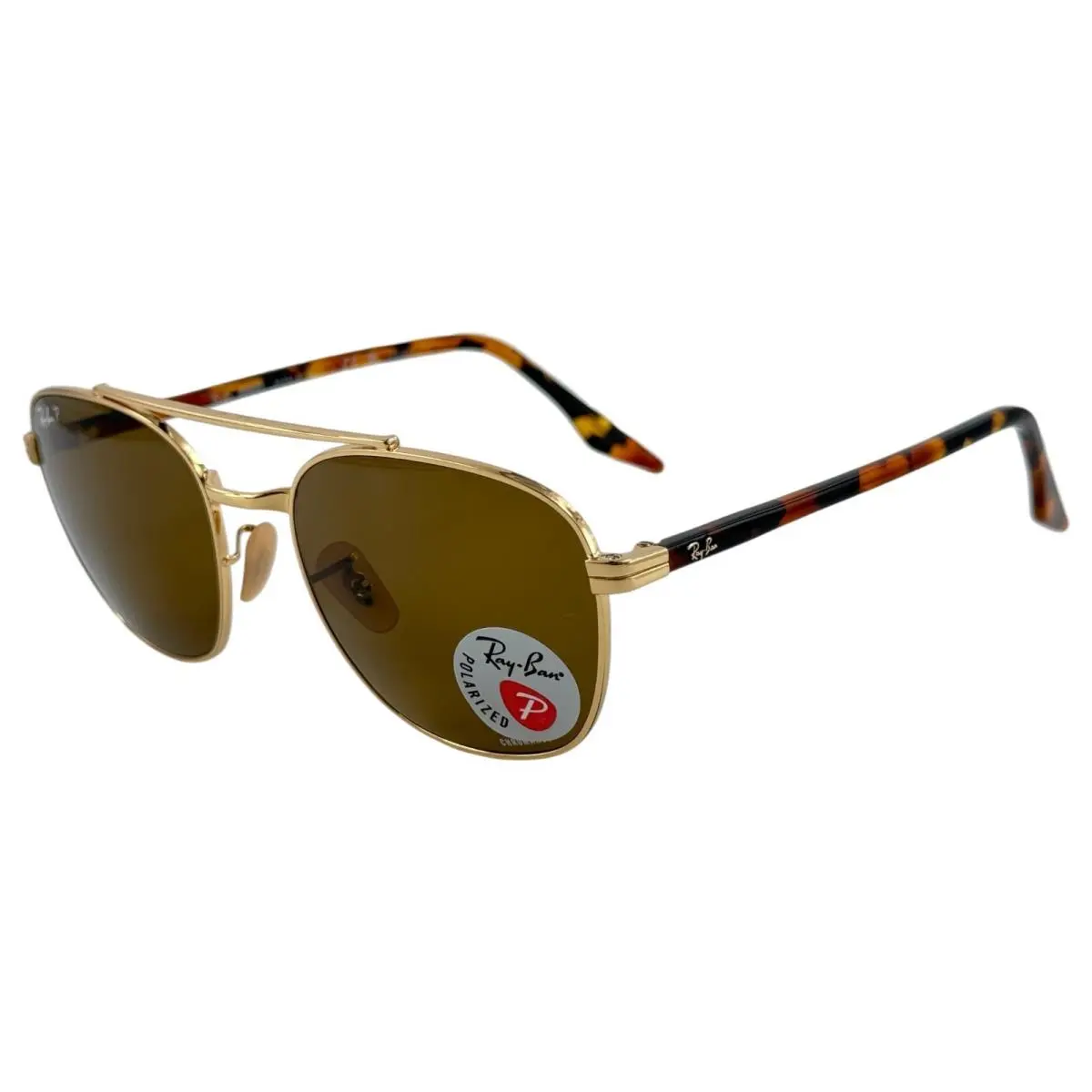 Ray Ban RB3688 Mens Metal Polarized Sunglass 001/AN Gold 55-19 Brown Chromance by Ray-Ban