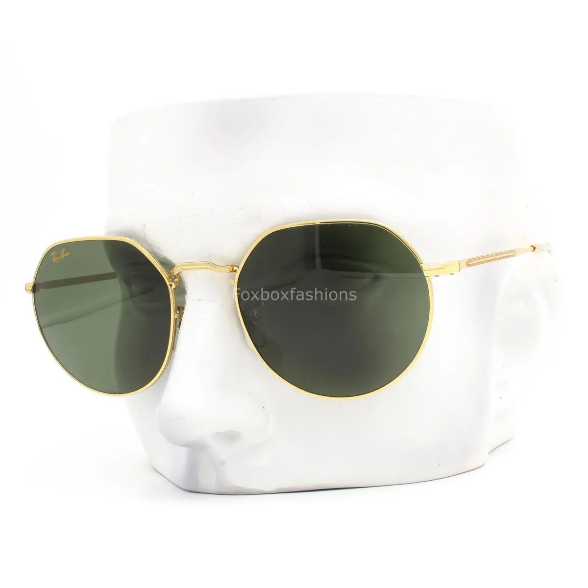 Ray-ban Jack RB 3565 9196/31 Sunglasses Polished Gold Green Tinted 53mm W/case