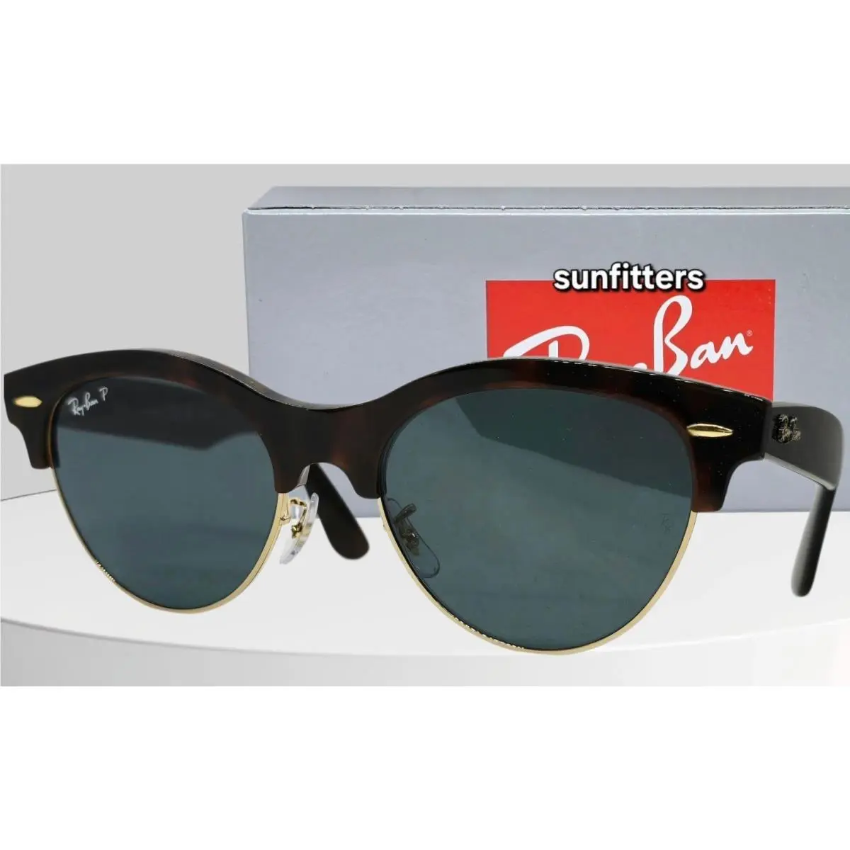 Ray Ban Clubmaster Havana-gold/dark Blue Polarized RB2341 990/3R 54 Sunglasses