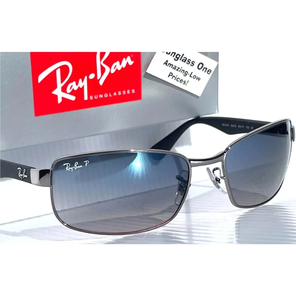 Ray Ban Gunmetal UV Protective Gradient Blue Grey Lens Sunglass RB3478 004/78